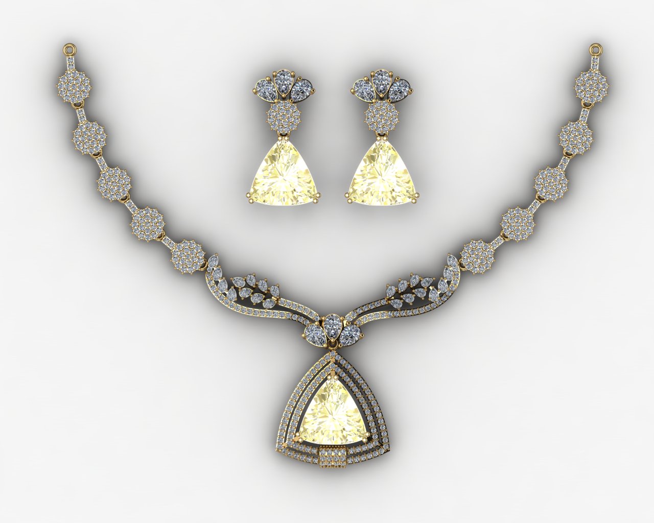 Customizable Trillion-Cut Diamond Statement Set