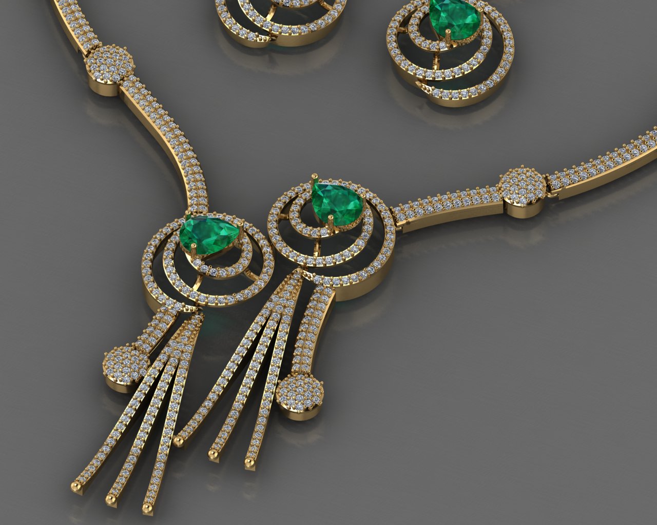 Customizable Emerald & Diamond Swirl Set