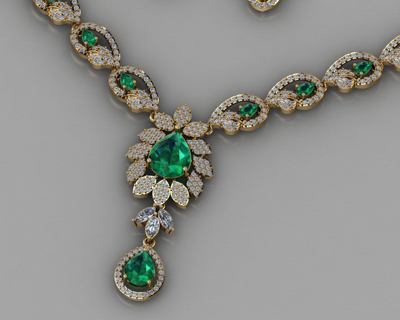Royal Emerald & Diamond Necklace Set