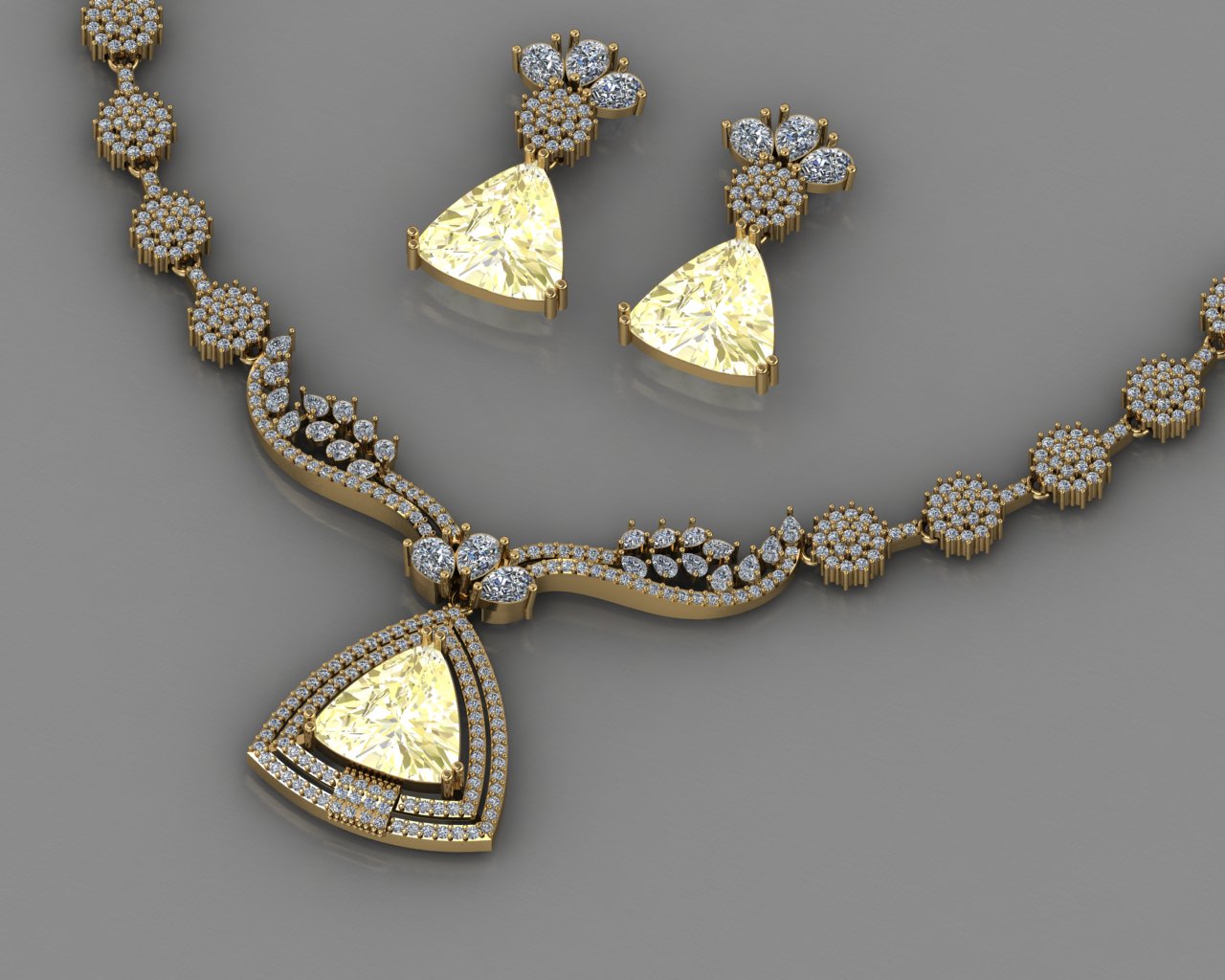 Customizable Trillion-Cut Diamond Statement Set