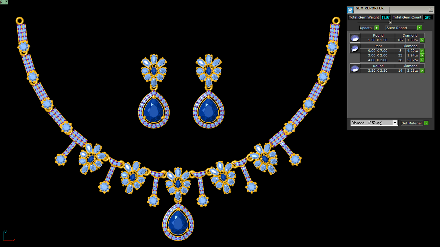 Customizable Sapphire & Diamond Cascade Set
