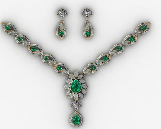 Royal Emerald & Diamond Necklace Set