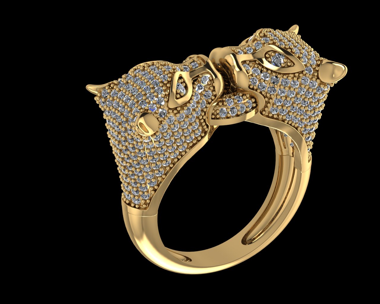 Majestic Dual Panther Head Ring