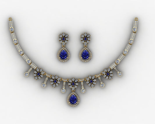 Customizable Sapphire & Diamond Cascade Set