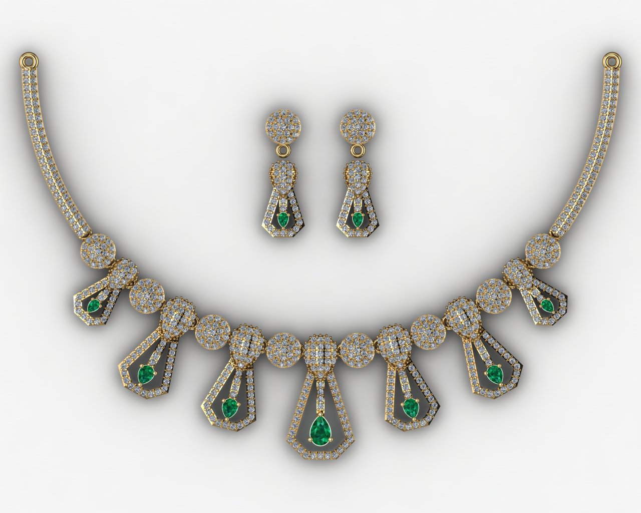 Customizable Emerald & Diamond Geometric Set