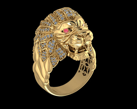 Regal Lion Head Ring