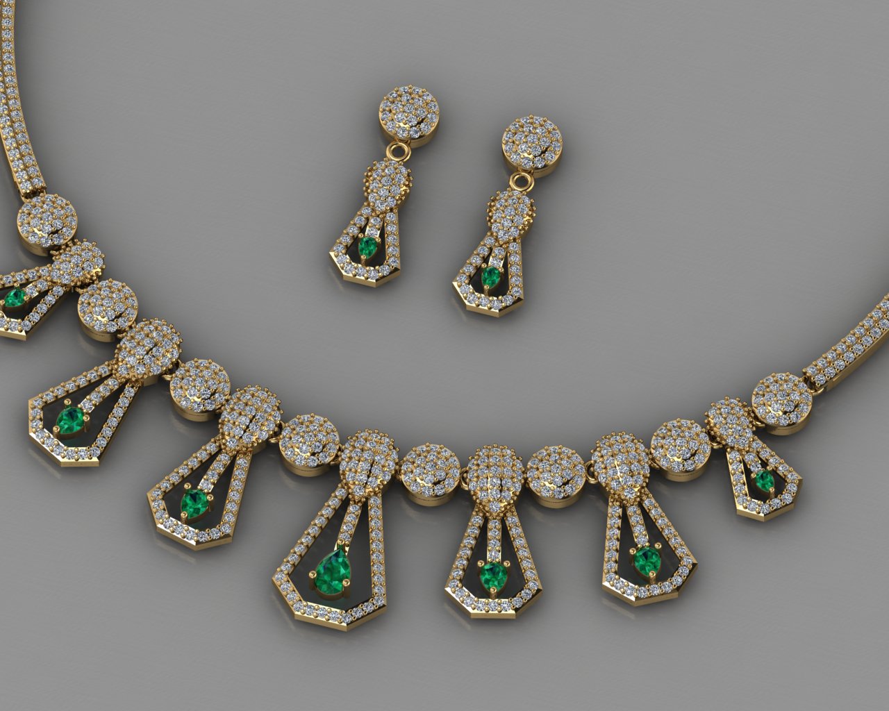 Customizable Emerald & Diamond Geometric Set