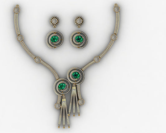 Customizable Emerald & Diamond Swirl Set
