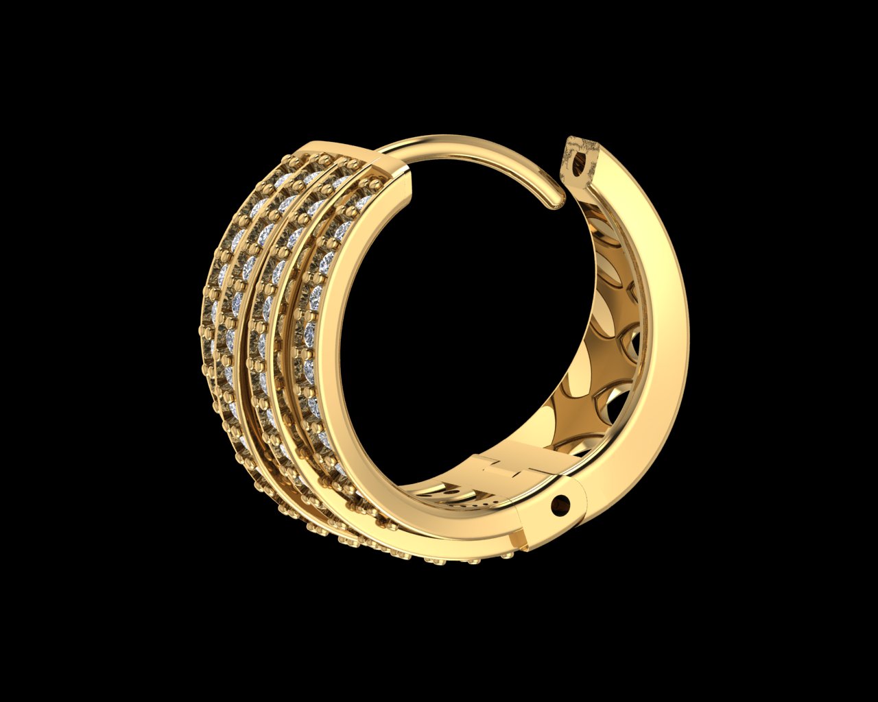 Elegant Multi-Row Diamond Hoop Earrings