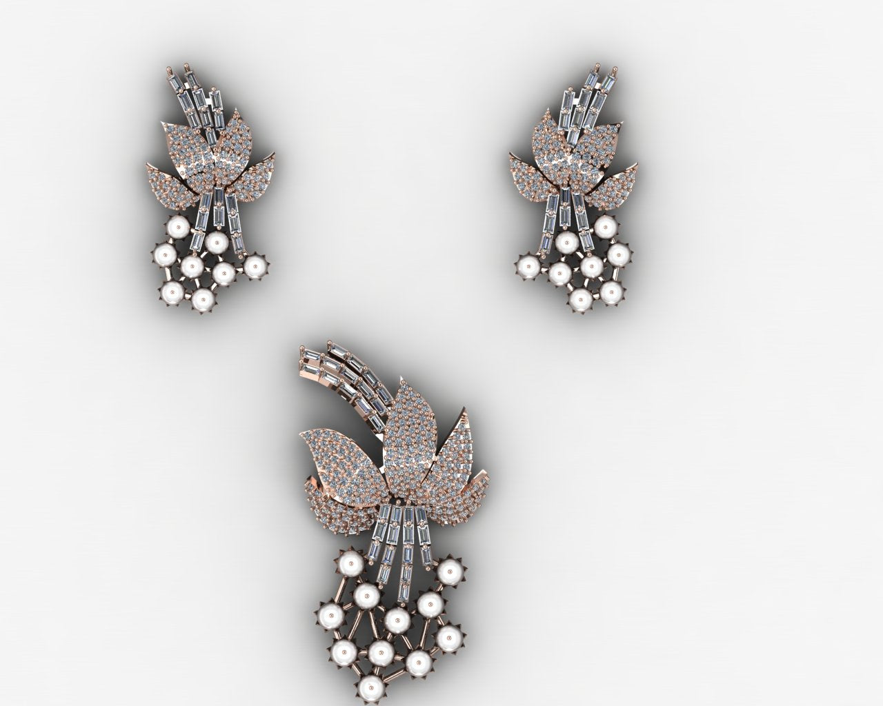 The "Botanica" Diamond & Pearl Pendant Set (Full 3DM File)