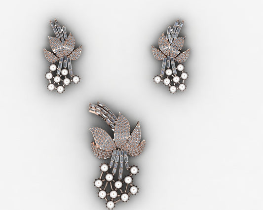 The "Botanica" Diamond & Pearl Pendant Set (Full 3DM File)