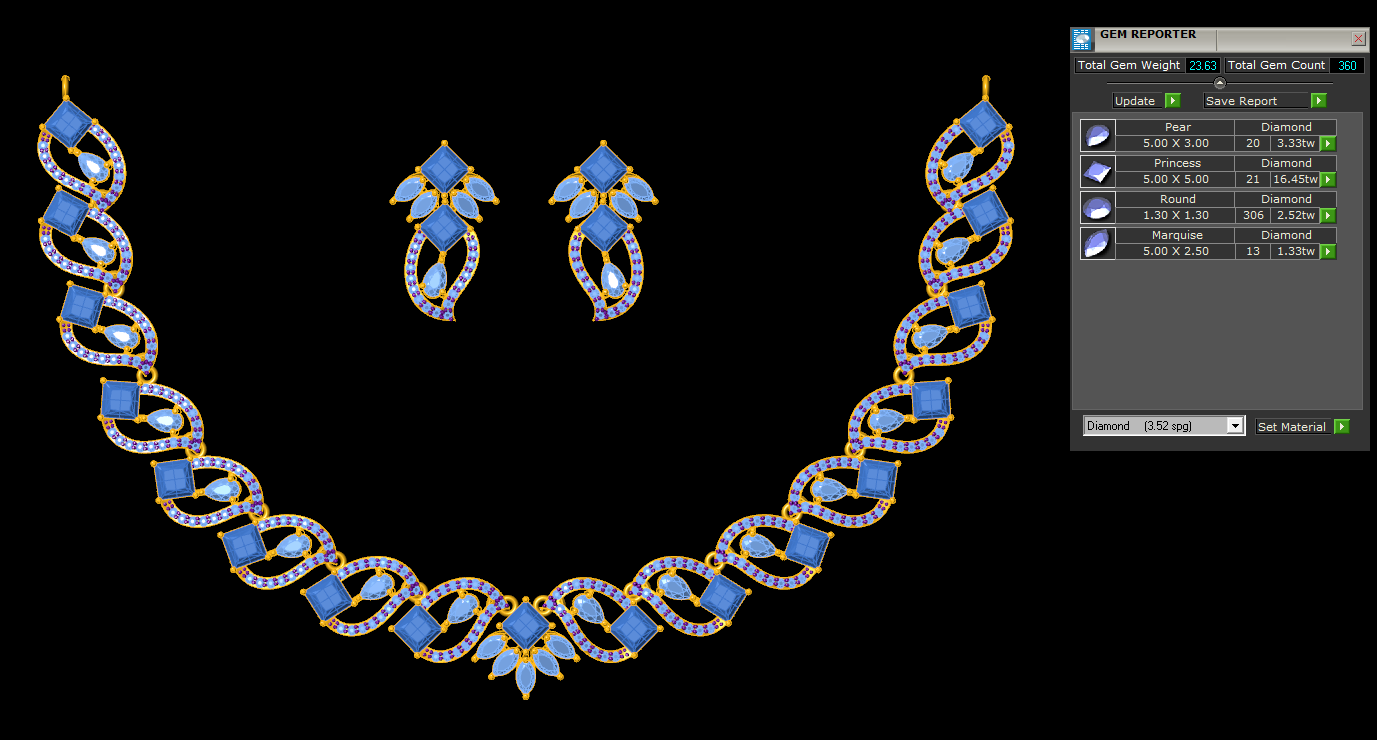 Customizable Aquamarine & Diamond Wave Set