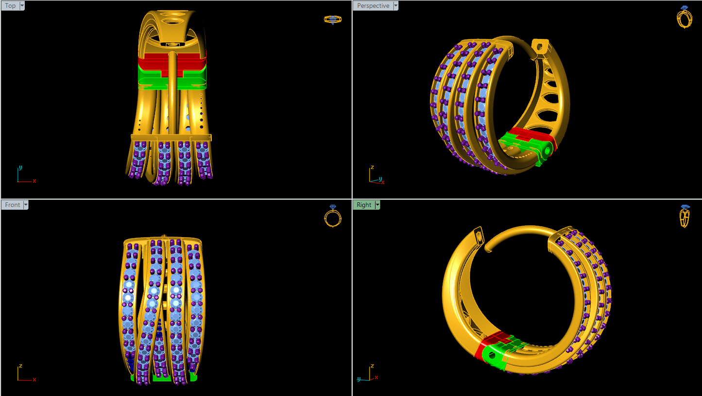 Elegant Multi-Row Diamond Hoop Earrings