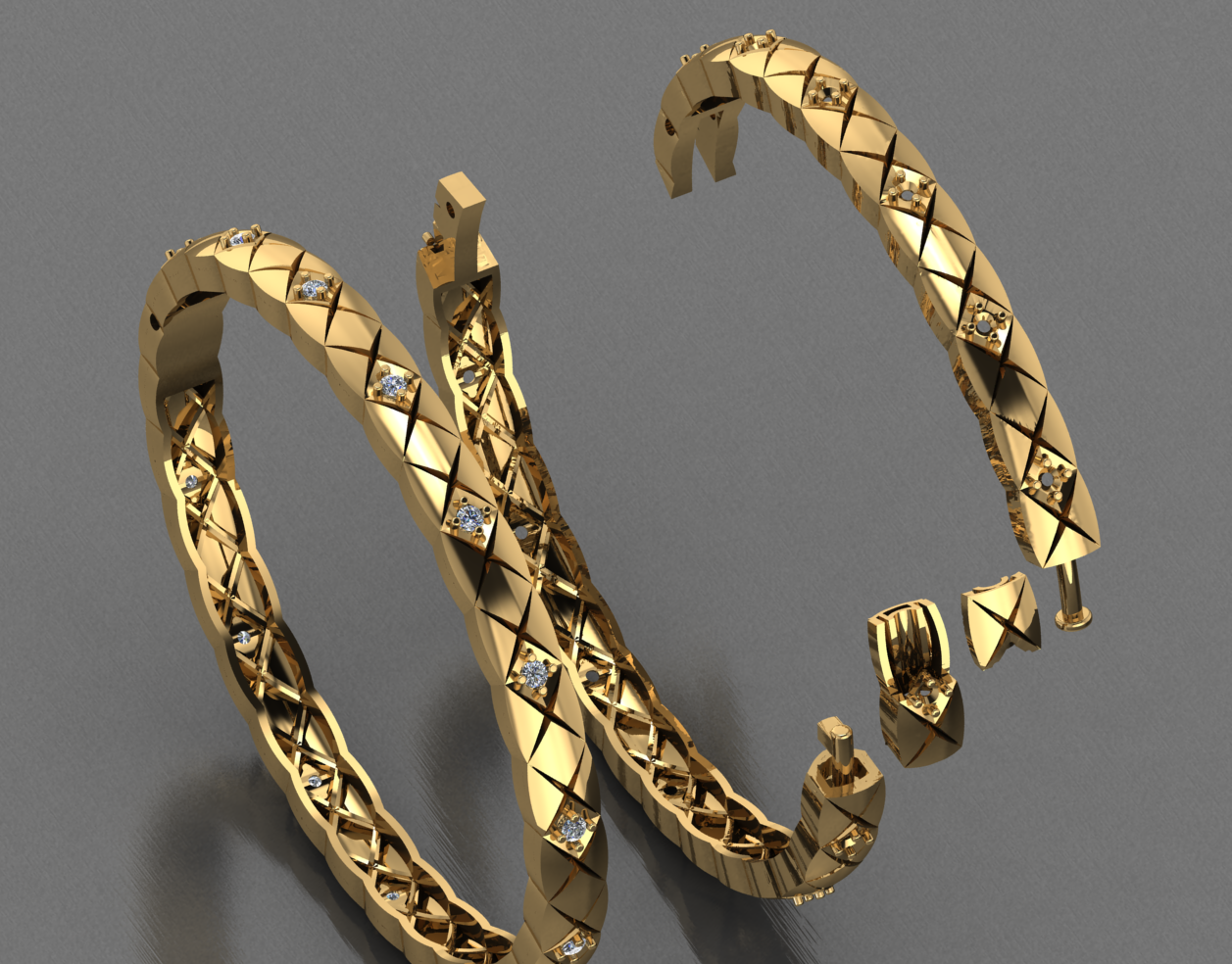 The "Argyle" Geometric Diamond Bangle