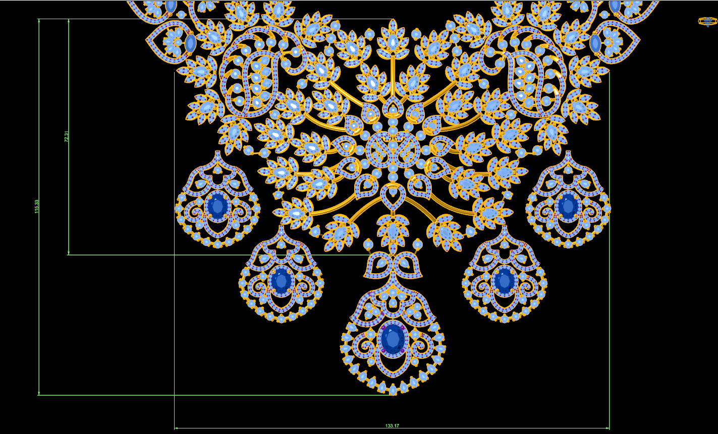 The "Maharani" Grand Bridal Necklace (Full 3DM File)